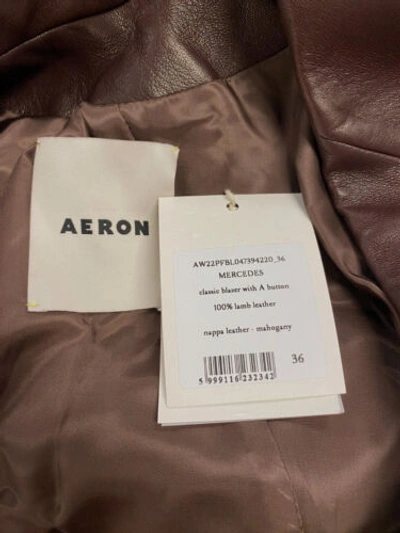 Pre-owned Aeron $1495  Women's Brown Mercedes Leather Blazer Size Fr 36/us 4