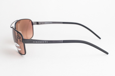 Pre-owned Serengeti Riano Shiny Gun / Drivers Gradient Sunglasses 7432 59mm In Brown