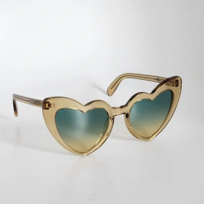 Pre-owned Saint Laurent ? Loulou Ysl Sl181 007 Yellow Green Gradient Heart Sunglasses