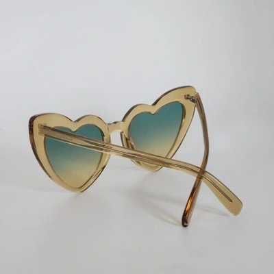 Pre-owned Saint Laurent ? Loulou Ysl Sl181 007 Yellow Green Gradient Heart Sunglasses
