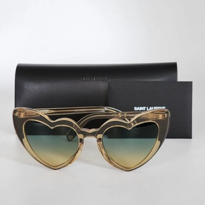Pre-owned Saint Laurent ? Loulou Ysl Sl181 007 Yellow Green Gradient Heart Sunglasses