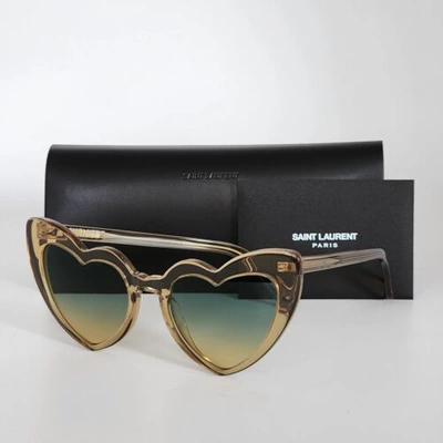 Pre-owned Saint Laurent ? Loulou Ysl Sl181 007 Yellow Green Gradient Heart Sunglasses
