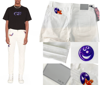 Pre-owned Dior Homme X Kenny Scharf Deadstock Jeans Limited Hypnotic Pants In White
