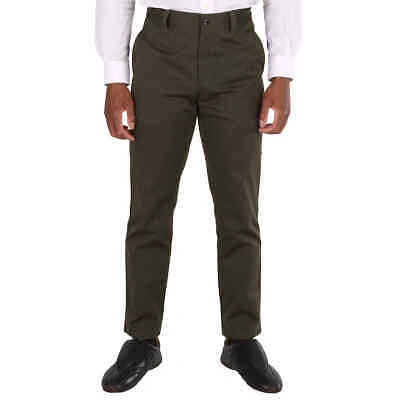 Pre-owned Burberry Men's Military Green Straight-fit Cropped Tailored Trousers, Brand Size
