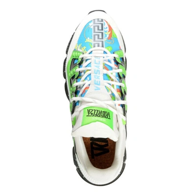 Pre-owned Versace Men's Trigreca Multi-color Leather Canvas Logo Sneakers Shoes In Multicolor