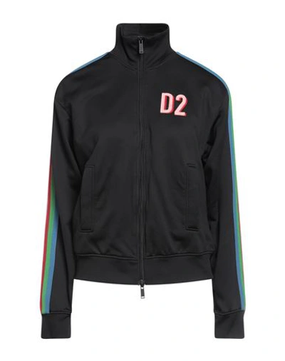 Dsquared2 Woman Sweatshirt Black Size L Polyamide, Cotton In Black