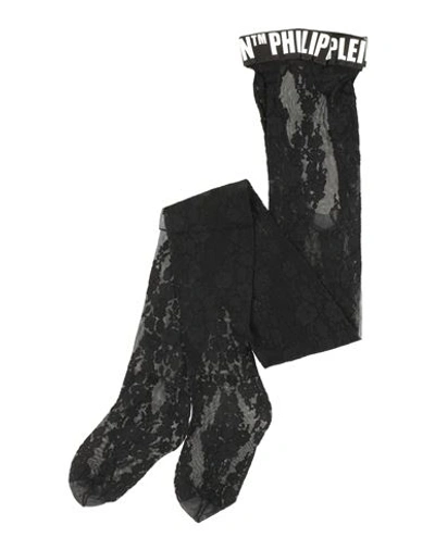 Shop Philipp Plein Woman Socks & Hosiery Black Size 4 Nylon, Elastane, Cotton