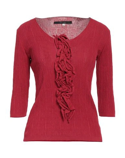 Shop Terre Alte Woman Sweater Brick Red Size 8 Supima Cotton