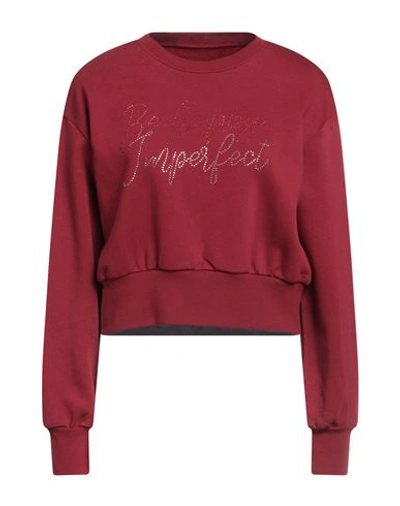 Shop !m?erfect Woman Sweatshirt Burgundy Size M Cotton, Polyester In Red