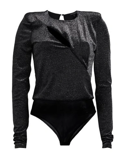 Shop Patrizia Pepe Sera Woman Bodysuit Black Size 2 Polyester, Elastane