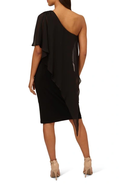Shop Adrianna Papell Chiffon Jersey One-shoulder Dress In Black
