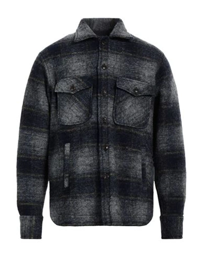 Shop Tintoria Mattei 954 Man Shirt Navy Blue Size S Wool, Acrylic, Polyester