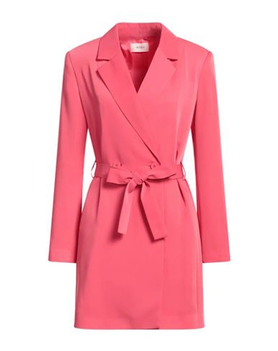 VICOLO VICOLO WOMAN OVERCOAT & TRENCH COAT CORAL SIZE S POLYESTER, ELASTANE 