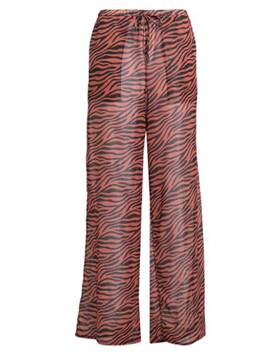 Shop Smmr Woman Beach Shorts And Pants Rust Size S/m Polyester In Red