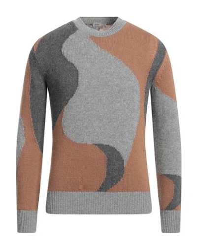 Herno Abstract Motifs Knitted Sweater In Grey