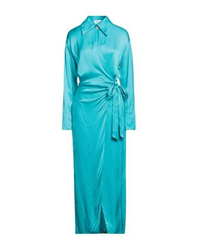 Shop Cinqrue Woman Maxi Dress Turquoise Size Xs Viscose In Blue