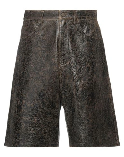 Shop Guess Man Shorts & Bermuda Shorts Dark Brown Size 34 Lambskin