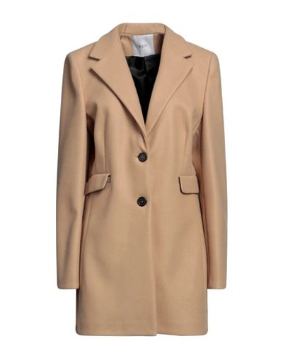 Shop Eph Woman Coat Sand Size 12 Polyester In Beige