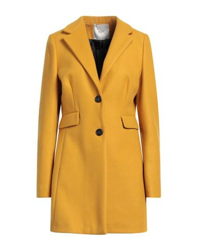 Shop Eph Woman Coat Ocher Size 12 Polyester In Yellow