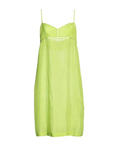 Shop Dries Van Noten Woman Mini Dress Acid Green Size 2 Silk