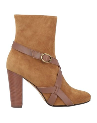 Shop Michel Vivien Woman Ankle Boots Khaki Size 8 Soft Leather In Beige
