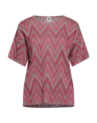 Shop M Missoni Woman Sweater Fuchsia Size M Viscose, Wool, Metallic Fiber, Polyamide In Pink