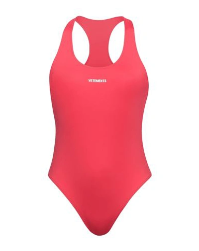 Shop Vetements Woman One-piece Swimsuit Red Size M Polyamide, Elastane