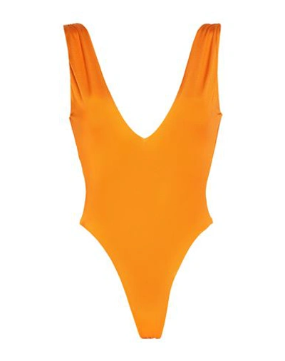 Shop Smmr Woman One-piece Swimsuit Orange Size Xl Polyamide, Elastane