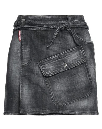 Dsquared2 Woman Denim Skirt Black Size 4 Cotton, Elastane In Black