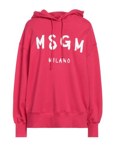 Shop Msgm Woman Sweatshirt Magenta Size S Cotton