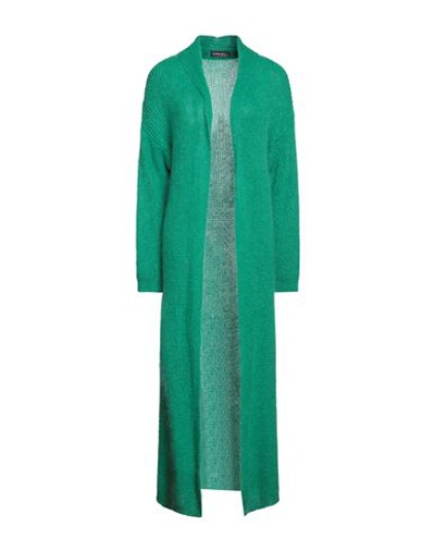 Shop Vanessa Scott Woman Cardigan Emerald Green Size Onesize Acrylic, Polyamide, Mohair Wool