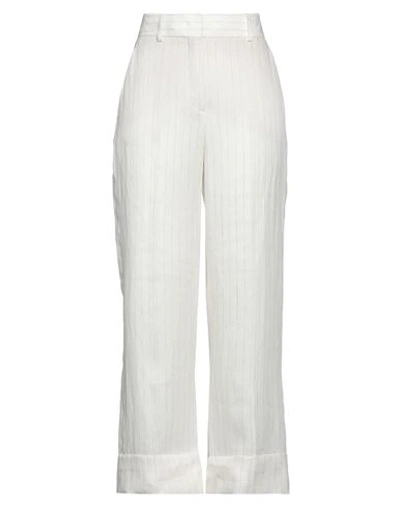 Shop Slowear Incotex Woman Pants Cream Size 8 Linen In White