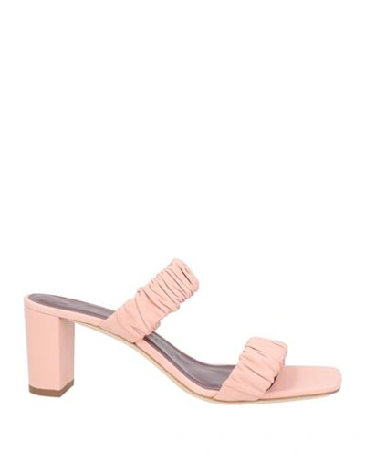 Shop Staud Frankie Ruched Sandal Woman Sandals Light Pink Size 7.5 Goat Skin