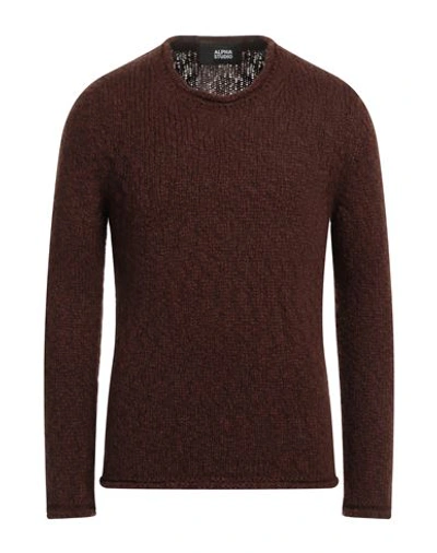 Shop Alpha Studio Man Sweater Cocoa Size 44 Acrylic, Alpaca Wool, Polyamide, Merino Wool In Brown
