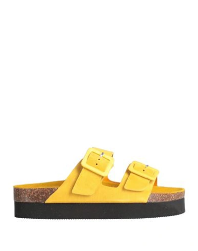 Shop Millà Milla Woman Sandals Ocher Size 6 Soft Leather In Yellow