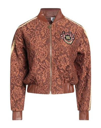 Shop Gil Santucci Woman Jacket Tan Size 4 Polyester, Polyurethane, Acrylic In Brown