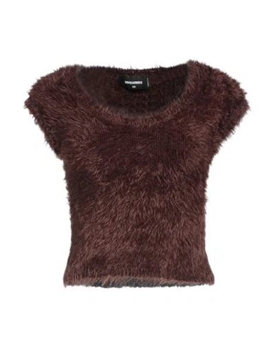 Shop Dsquared2 Woman Sweater Cocoa Size Xs Polyamide In Brown
