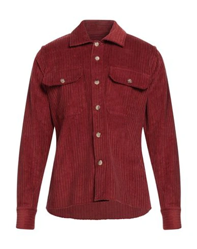 Shop Eleventy Man Shirt Brick Red Size Xl Cotton