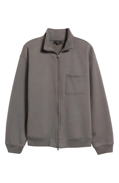 Shop Vince Fleece Zip-up Jacket In Warm Pewter