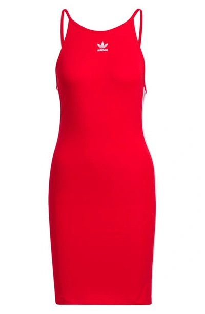 Shop Adidas Originals Adicolor Classics Stretch Cotton Body-con Dress In Better Scarlet