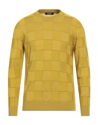 Shop +39 Masq Man Sweater Mustard Size 44 Merino Wool In Yellow