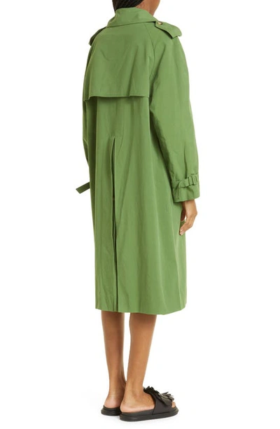 Shop Farm Rio Double Breasted Trench Coat In Green