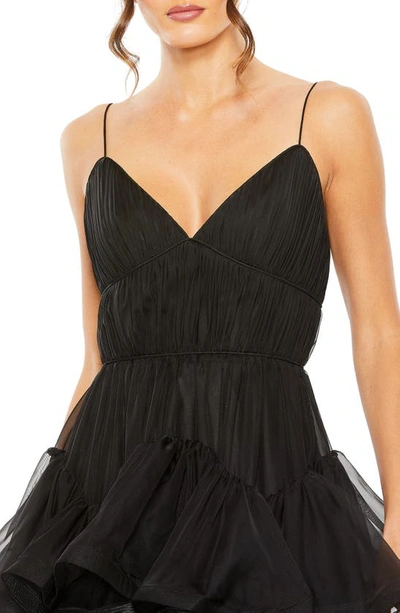 Shop Mac Duggal Tulle Tiered Midi Dress In Black