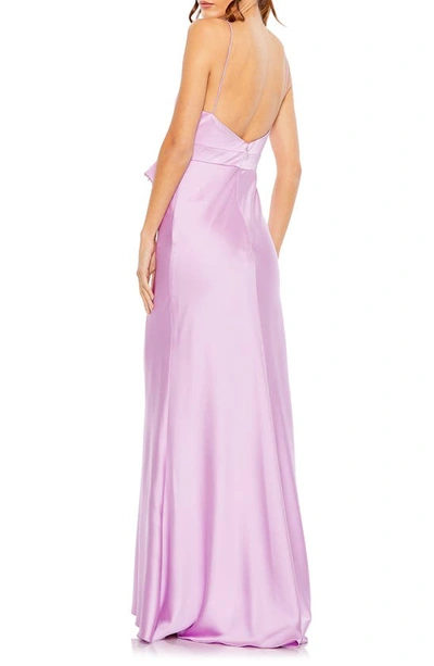 Shop Mac Duggal Rhinestone Bow Drape Gown In Lilac