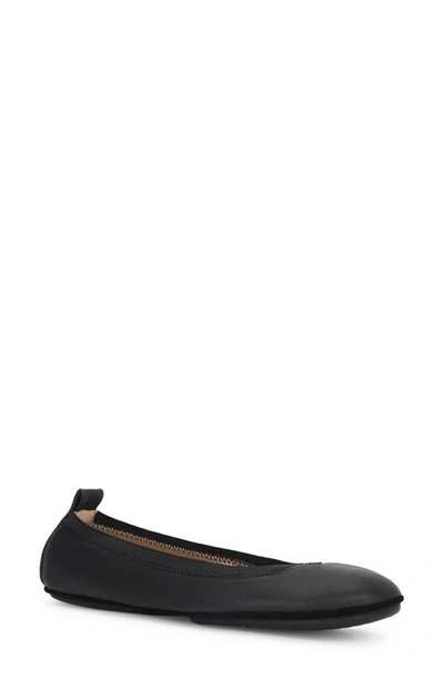 Yosi Samra Nina Foldable Ballet Flat In Hunter Green Peta-approved Vegan Leather In Black Leather