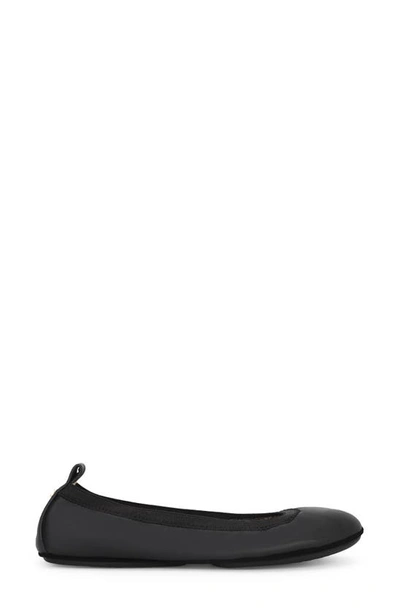 Yosi Samra Nina Foldable Ballet Flat In Hunter Green Peta-approved Vegan Leather In Black Leather