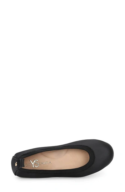 Yosi Samra Nina Foldable Ballet Flat In Hunter Green Peta-approved Vegan Leather In Black Leather