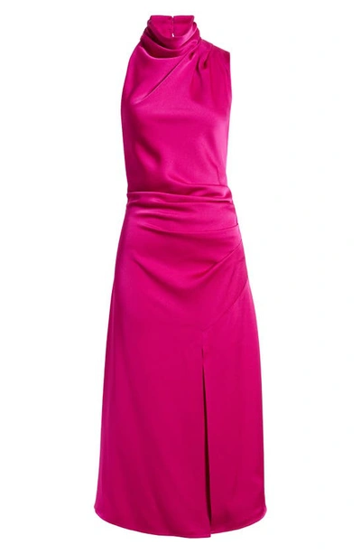 Shop Misha Collection Robbia Sleeveless Turtleneck Midi Dress In Fuchsia