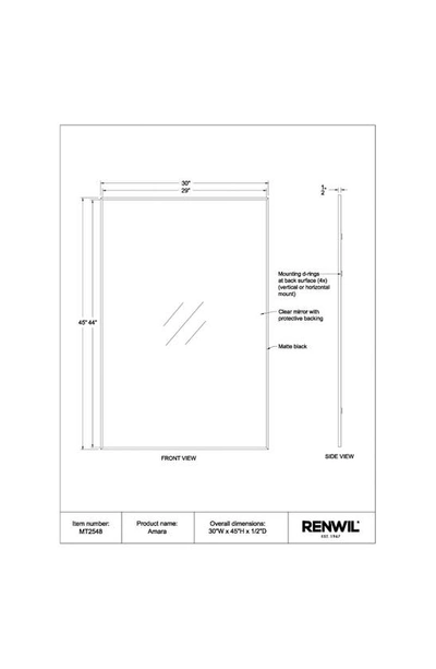 Renwil Amara Mirror In Matte Black