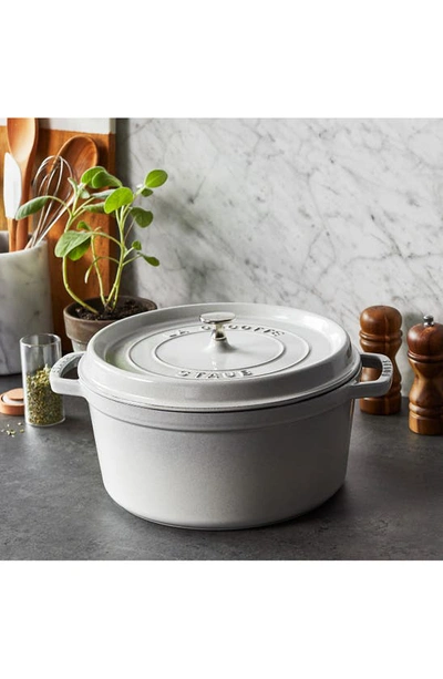 Shop Staub 7-quart Enameled Cast Iron Dutch Oven In Matte White